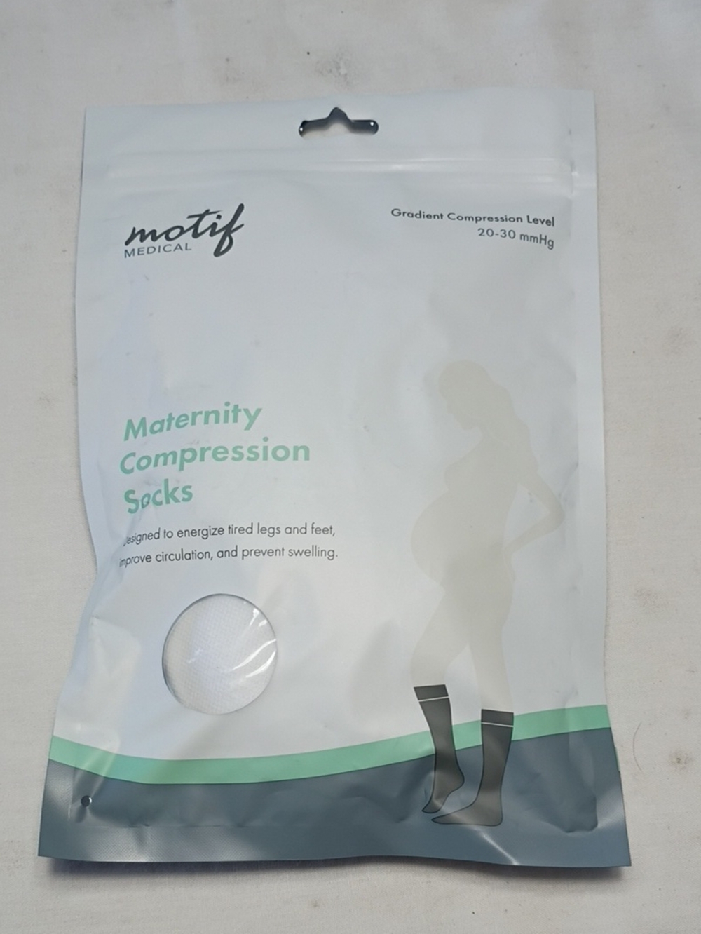 Motif White Maternity Compression Socks Gradient Compression Level 20-30 MmHg